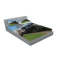 thumbnail image 2 of Steam Engine Fitted Sheet & Pillow Sham Set, Vintage Locomotive in Countryside Scenery Green Grass Puff Train Picture, Decorative 6 Piece Bedding Decor Set, Full, Blue Green Black, by Ambesonne, 2 of 3