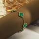 thumbnail image 5 of Pulsera de Eslabones con Flores Verdes JeenMata Bañada en Oro Amarillo, 5 of 6