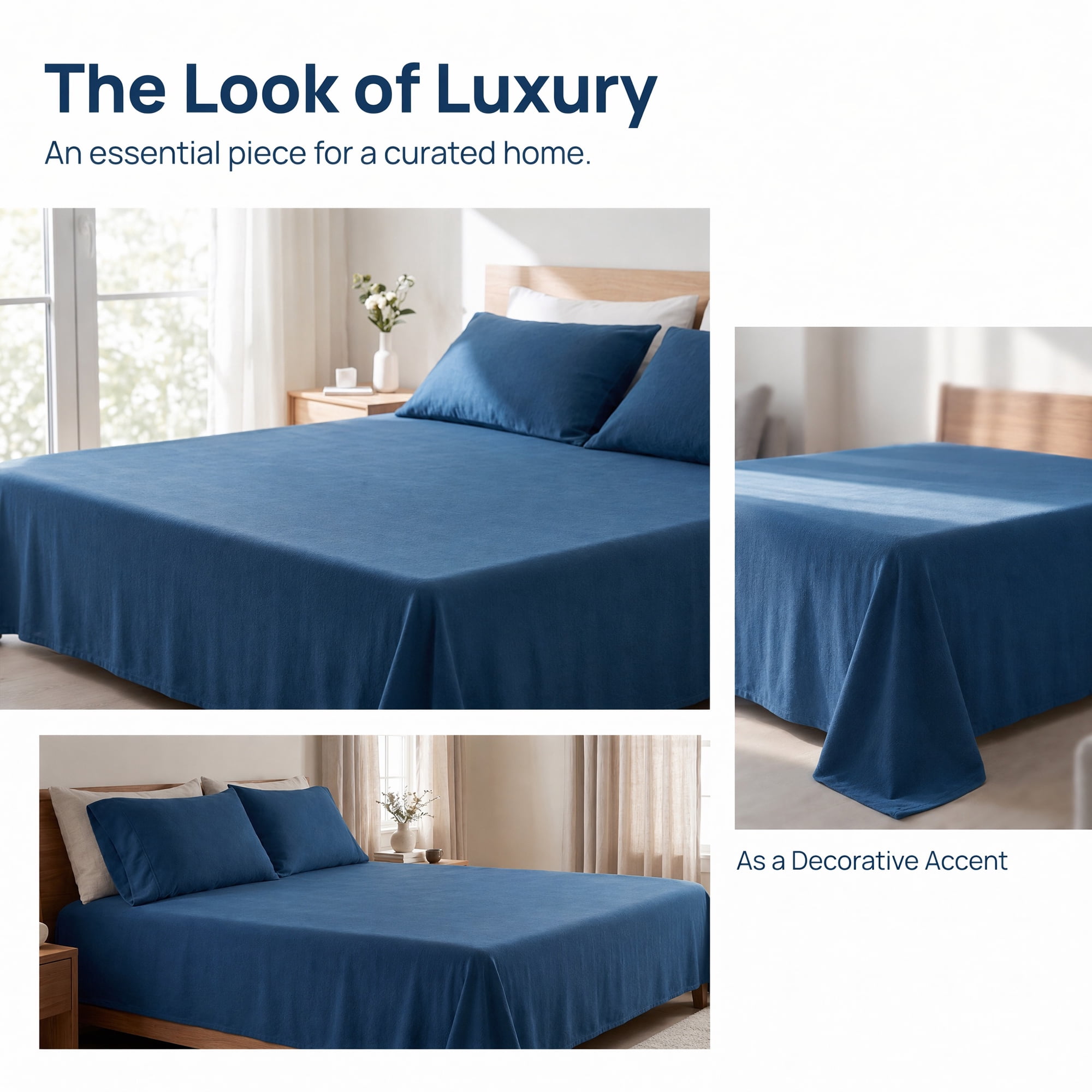 Unique Bargains Polyester Bed Sheet Soft Flat Sheet Wrinkle Bedding Dark Blue 91"x96"