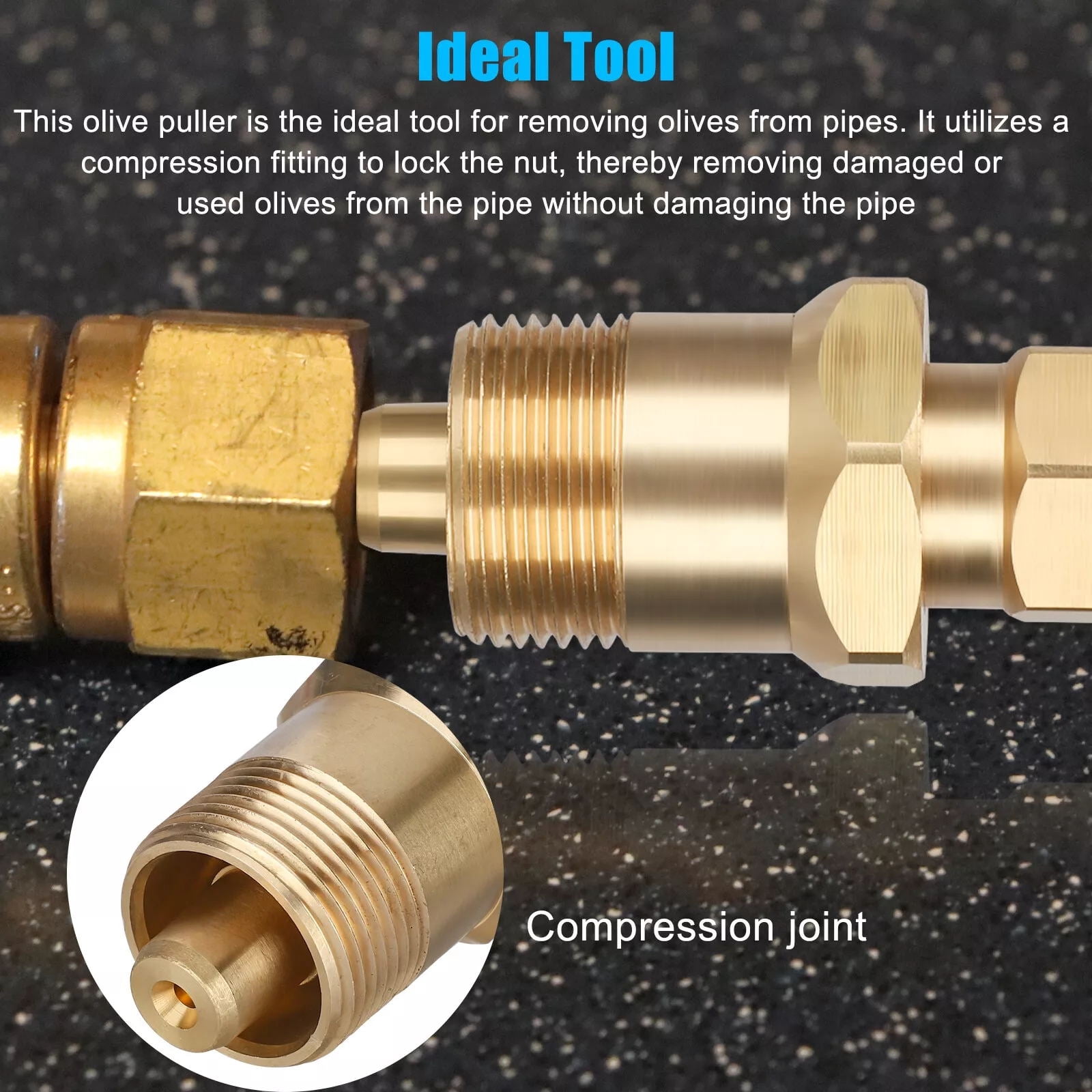 Durable Brass Olive Remover High Strength, Corrosion-Resistant Tool for HVAC Pipes for 22mm & 15mm