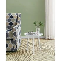 Scranton 3 Legged Side End Accent Table, 16" Round, White Metal, Modern