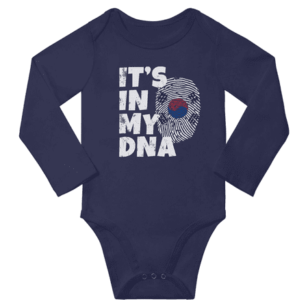 

It s In My Korean DNA Baby Long Sleeve Bodysuit Outfits (Navy 6 Months)