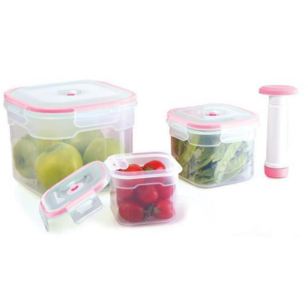 J Miles UHA123 Vac N Save Square Shaped Vacuum Sealing Food Storage Containers