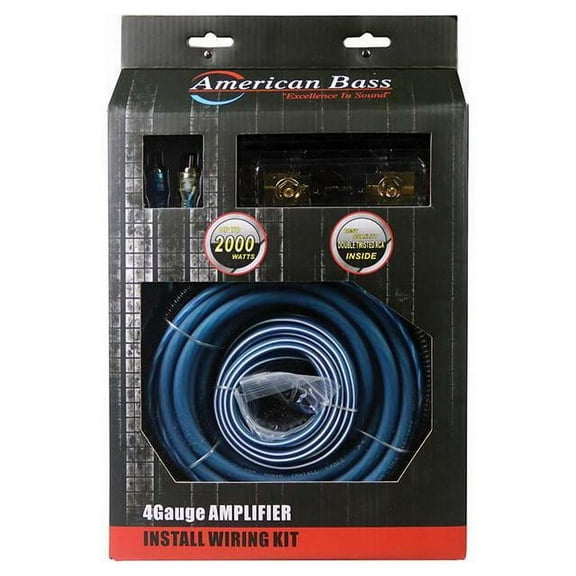 American Bass ABBLUE4GKIT 4 Gauge Wiring Kit Anl Fuse