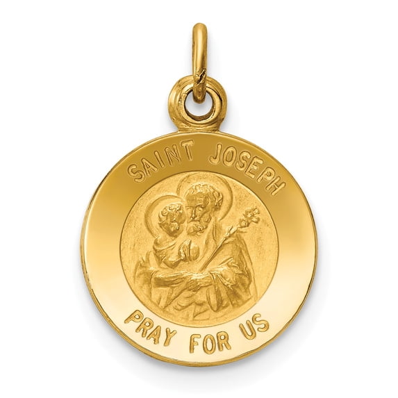 14k Saint Joseph Medal Charm in 14k Yellow Gold