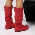 thumbnail image 4 of POROPL Womens Boots ,Mid Calf Slouch Boots Round Toe Side Zipper Flat Casual Winter Fashion Shoes, 4 of 9