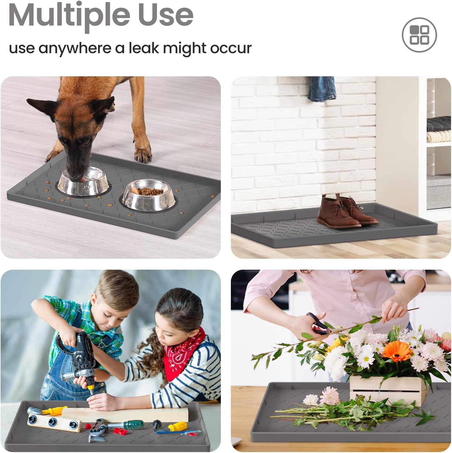 22'' x 19'' Silicone Under Sink Mat for Kitchen Waterproof, Rubber Under Kitchen Sink Mat for Bottom, Bathroom Cabinet Liners for Shelves Waterproof, Silicone Matt with Lip, Boot Tray