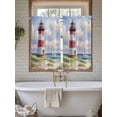 thumbnail image 7 of Tier Curtains 45 Inches Long, Beach Lighthouse Window Treatment Curtain Drapes, Coastal Ocean Ship Sky Oil Painting Small Curtain Drapes for Bathroom Laundry Room, 27.5"x45", 2 Panels, 7 of 7