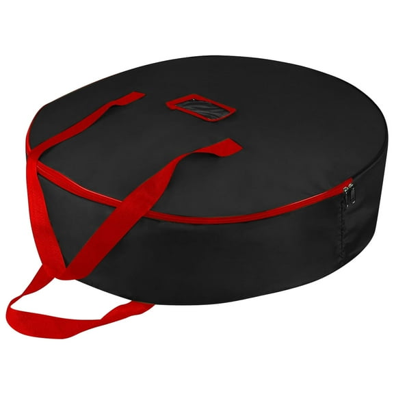 Christmas Wreath Storage Bag 25"- Garland Wreaths Container with Handles - 600D Oxford (Black)