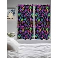 thumbnail image 3 of Bedroom Curtains 63 Inches length, Purple Green Mushroom Window Treatment Curtain Drapes, Abstract Art Botanical Gradient Rod Pocket Curtain Panels for Living Room Kitchen, 42"x63", 2 Panels, 3 of 7