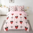 thumbnail image 3 of Homewish Kawaii Sweet Strawberry 7-Piece Twin Bedding Sets,Cute Bowknot Ribbon Bedding Comforter Set,Black Polka Dots Sheet Sets For Girl Teens,Super Cozy Room Decor Reversible, 3 of 9