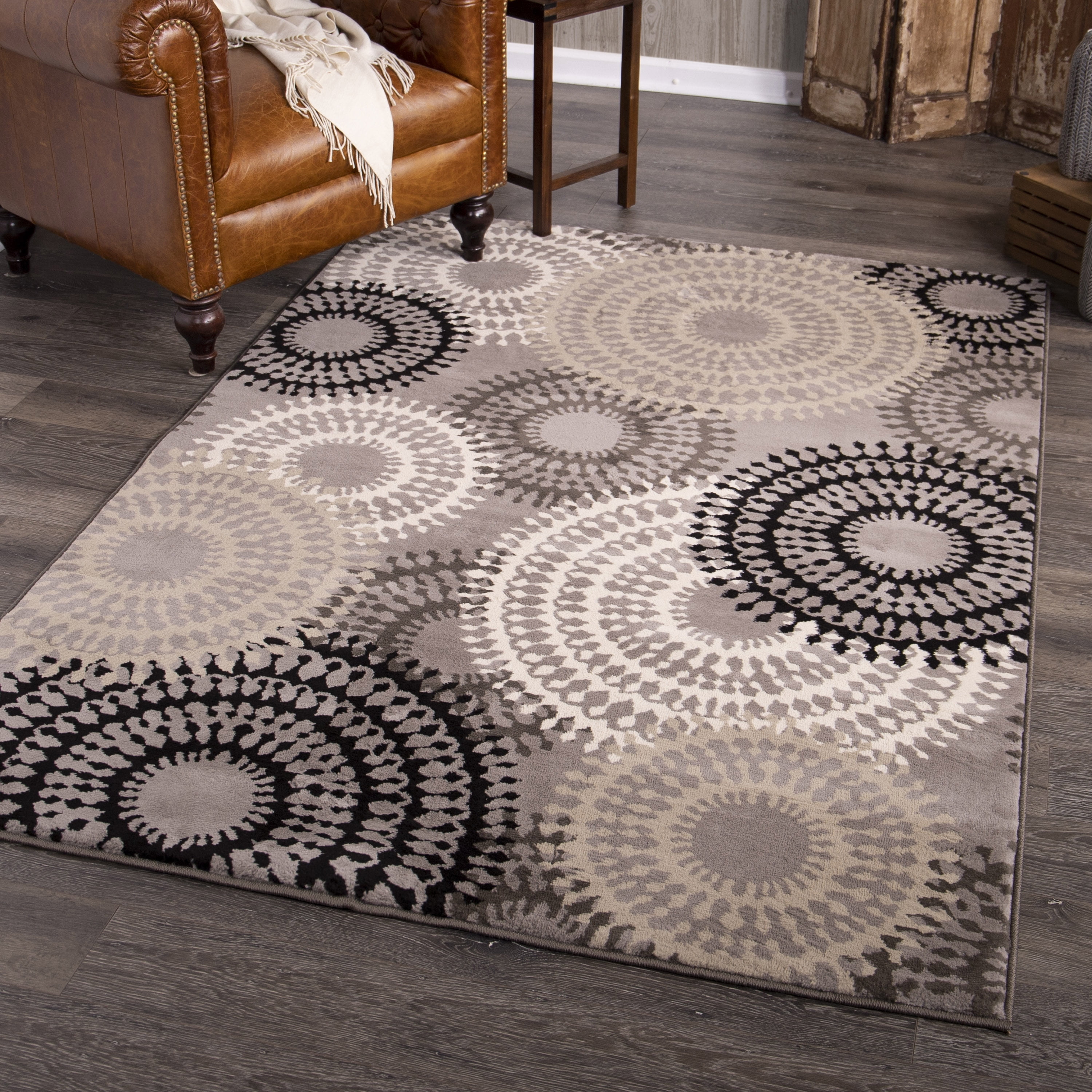 Better Homes & Gardens Taupe Ornate Circles Area Rug