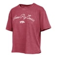 thumbnail image 2 of Women's Pressbox  Cardinal Arkansas Razorbacks Vintage Waist Length Script Over Logo T-Shirt, 2 of 3