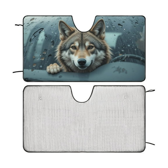 Funny Wolf Front Windshield Sun Shade,Auto Sunshade for Car Truck SUV - Blocks UV Rays Sun Visor Protector 51"x28"