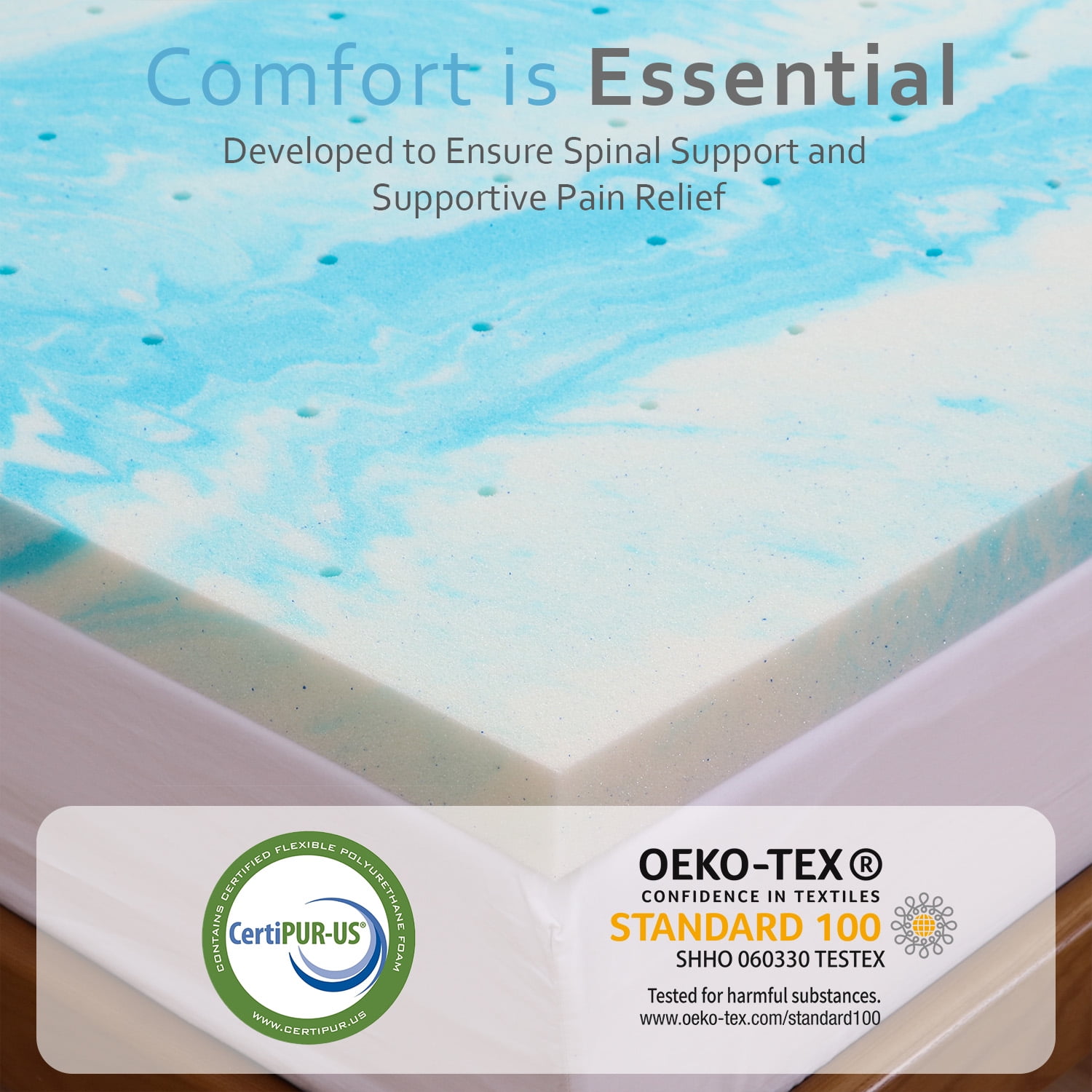 Bigleap 2" gel memory foam mattress topper,King size Mattress in a Box, Medium Firm