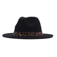 thumbnail image 2 of Helii Wide Brim Fedora Hat for Men Women – Leopard Band Panama Hat, Lightweight Cotton Polyester Fedora with Adjustable Fit, Unisex Dress Hat for Wedding Beach Summer Gift Black,M, 2 of 6