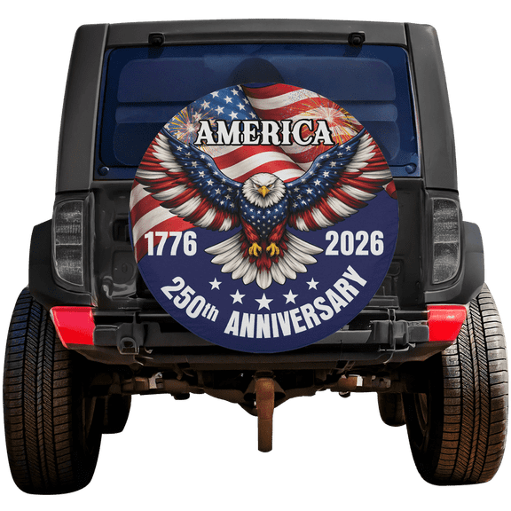 Lotusprinthandmade 250 Years of America Spare Tire Cover Without Backup Camera Hole 6 Sizes (27 in.)