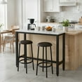 thumbnail image 4 of Cvortll 3-Piece Bar Table and Chairs Set, White Faux Marble High Top Pub Table with 2 PU Leather Stools, Tall Bar Table for Kitchen & Dining, Breakfast Bar Table for Small Spaces, 4 of 12