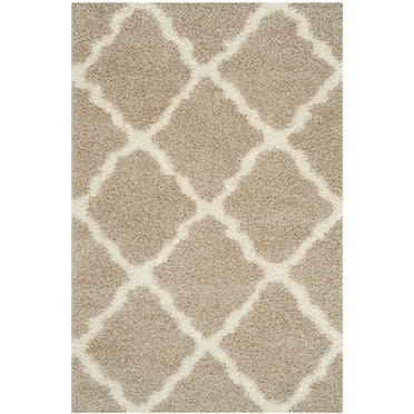 SAFAVIEH Dallas Logan Geometric Shag Area Rug, Beige/Ivory, 2'3" x 4'
