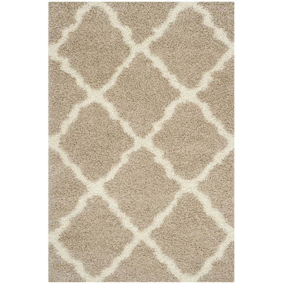 SAFAVIEH Dallas Logan Geometric Shag Area Rug, Beige/Ivory, 6' x 9'