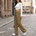 thumbnail image 4 of VV AVEORS Cargo Sweatpants For Women Baggy Drawstring Waist Hiking Pants Lightweight Y2k Athletic Joggers With Pockets Light Brown S, 4 of 7