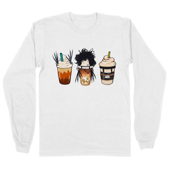 Scissors Coffee Halloween Long Sleeve Shirt Unisex Large White