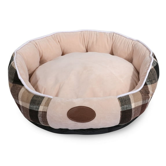 Lucky Monet Round Pet Bed for Dogs & Cats with Reversible Cushion Washable
