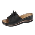 thumbnail image 2 of Cute Sandals for Women, Barefoot Sandals Women, Slip-On Wedge Sandals With Arch Support - Lightweight Comfortable Open Toe Slippers Soft Insole & Anti-Slip Sole Boho Slingback Sandals, Black 8, 2 of 7