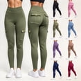thumbnail image 4 of Jesvior Plus Size Women's High Waisted Cargo Yoga Leggings with Pockets Tummy Control Stretch Workout Leggings Running Athletic Gym Activewear, 4 of 9