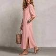 thumbnail image 5 of MaFYtyTPR Women's Collared Maxi Dress Button Down 3/4 Sleeve Relaxed Fit Shirt Dress with Pockets for Daily Wear A-Pink S, 5 of 6