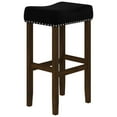 thumbnail image 6 of Nathan James Hylie Nailhead Wood Pub-Height Counter Bar Stool 29" Black Fabric Cushion Dark Brown Finish, 6 of 7