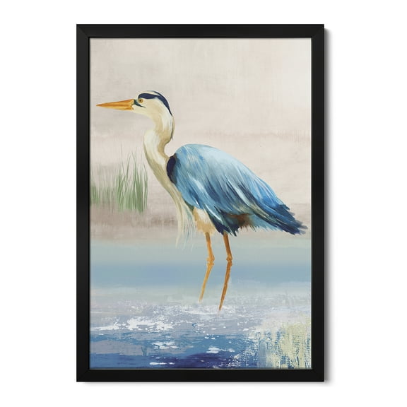 Premium Framed Art Print - Heron On The Beach II