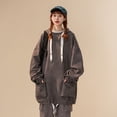 thumbnail image 2 of Suede Hooded Sweatshirt Suit For Women, Unisex Workwear Sweatshirt Suit For Men Khaki Xxxxxl, 2 of 6