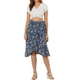 thumbnail image 3 of Allegra K Women's Ruffle Flare Tie Waist High Low Floral Wrap Skirt, 3 of 7