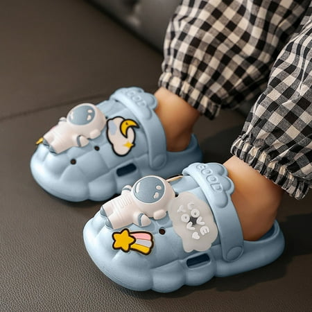 

CHAOLEI Cartoon Slides Sandal For Kids Toddler Boys Girls Non Novelty Cute Slippers Summer Children Flat Sandal Slippers For Shower And Beach Outdoor -Sky Blue 12