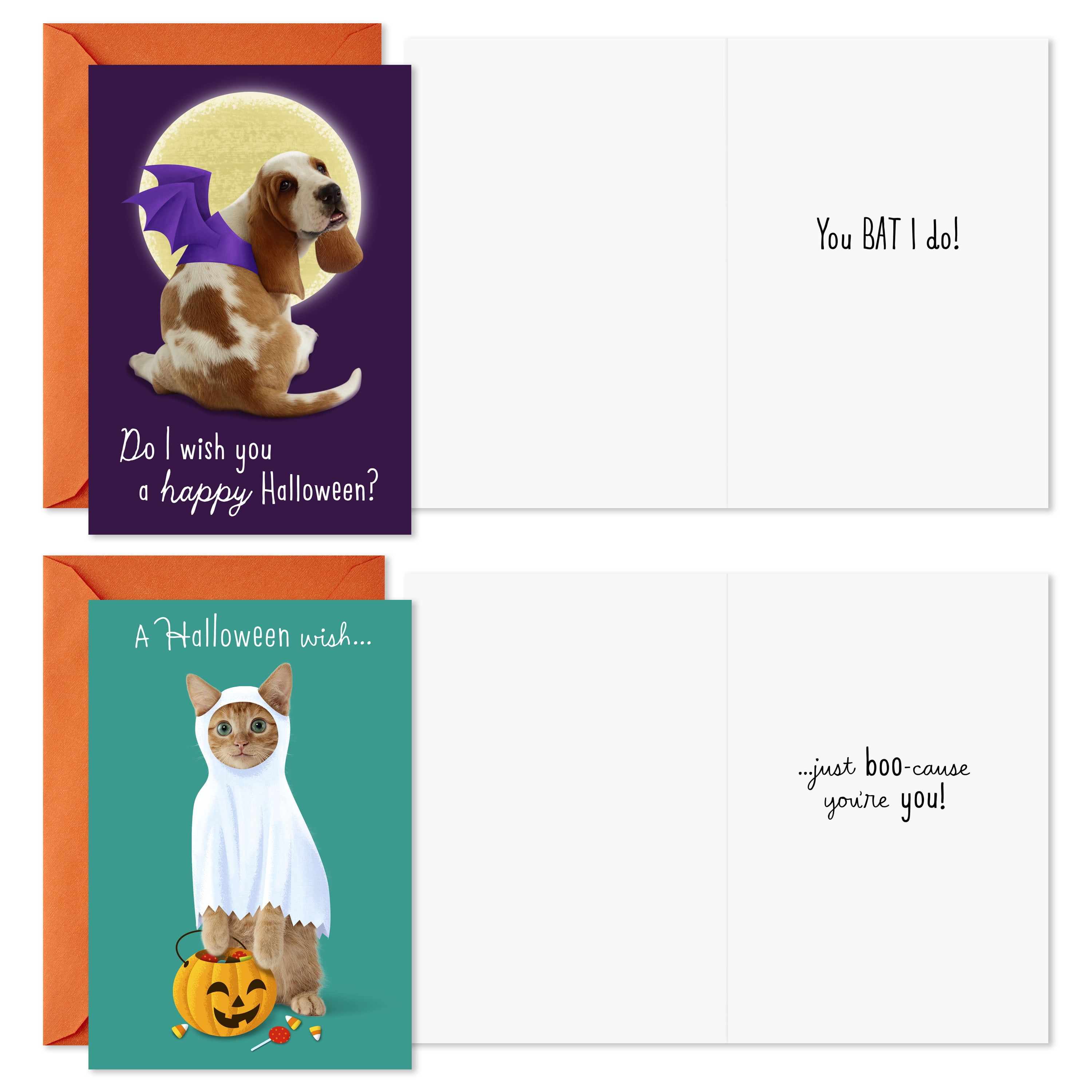Hallmark Assorted Halloween Cards (Pets in Costume), 8 Count