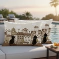 thumbnail image 5 of Outdoor Pillow Covers Black Cat Rustic House Beige Waterproof Pillow Cases 20x12 Set of 2, Japanese Style Buildings Throw Pillow Cover Pillowcase for Patio Balcony Couch Garden, 5 of 9