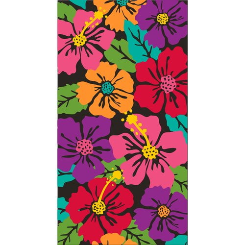 Mainstays Hibiscus Garden Black Beach Towel