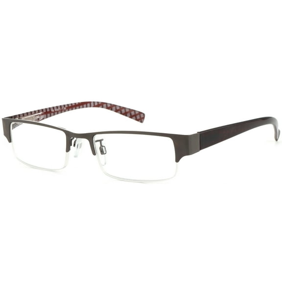 1PACK Gabii HBH058 Metal Brown Rectangle Men's/Women's Semi Rim Readers W/Case  1.00