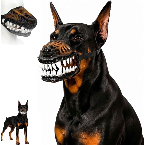 Halloween Monster Dog Muzzle with Teeth, Scary Muzzle for Dogs with Adjustable Straps, Dog Muzzle for Small Medium Large Dogs, Cosplay Party Costume