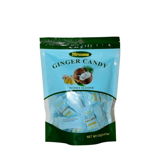 Ginger Coconut Candy – Ginger Hard Candy Twist – Individually Wrapped for Freshness – Sweet & Spicy Treat with Hints of Maltose Syrup, Coconut Essence, and Ginger Extract