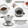 thumbnail image 5 of Stainless Steel Cone Coffee Dripper, Slow Drip Coffee Filter, Paperless and Reusable, Ultra Fine Micromesh Filter,1 x Coffee funnel,Silver, 5 of 7