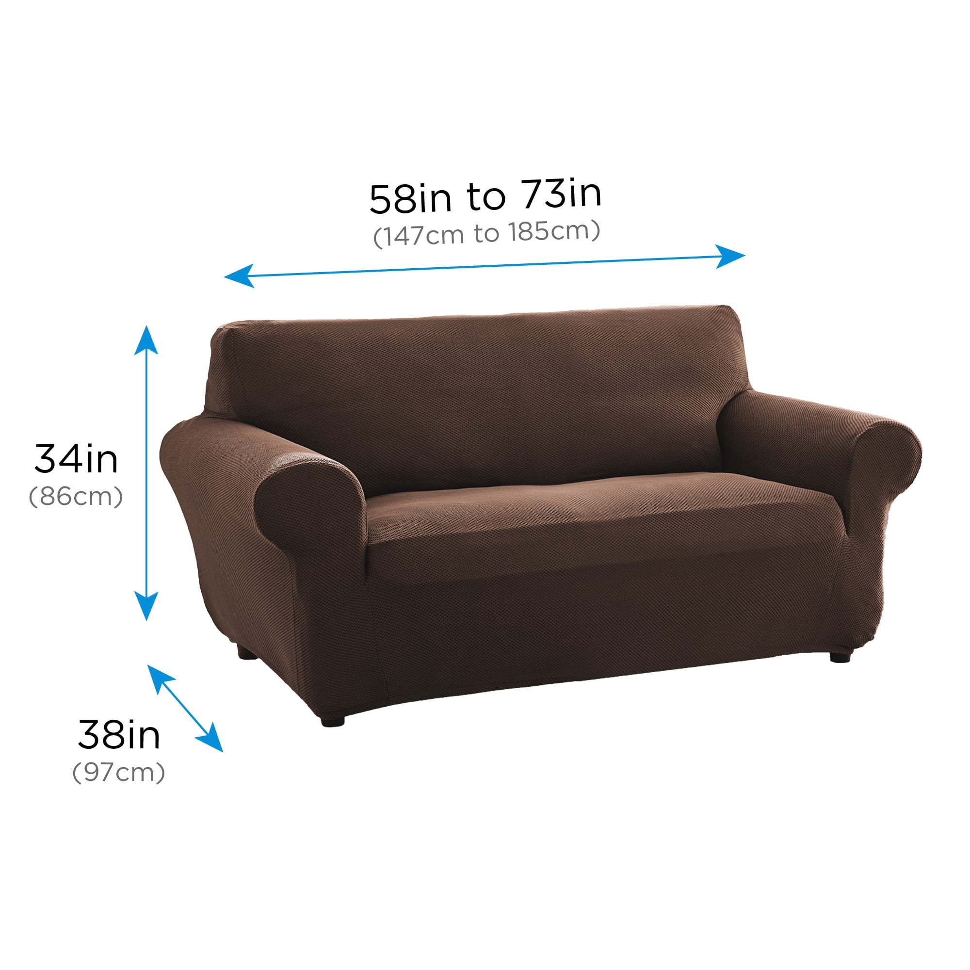 Mainstays Pixel Stretch Fabric Loveseat Slipcover, Brown, 1-Piece