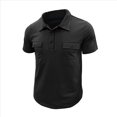 thumbnail image 2 of Camisetas de Corta para Hombre, Informales, Absorbentes de Humedad, de Golf, Ajustadas, Básicas, con Bolsillo. Negro XXL, 2 of 7