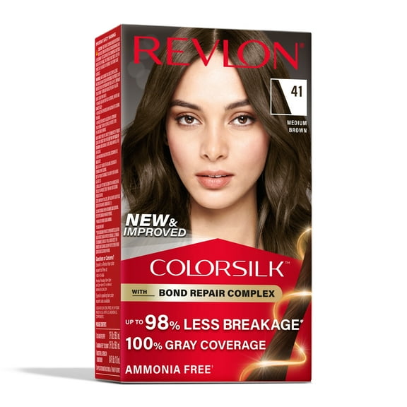 Revlon ColorSilk Permanent Hair Color, Bond Repair Complex, 41 Medium Brown, 1 pack