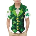 thumbnail image 6 of LEKWK Boys St. Patrick's Day Shirt Faux Leprechaun Vest Graphic Short Sleeve Button Down Top Novelty Irish Costume, 6 of 9