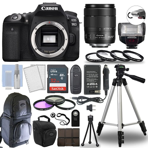 Canon EOS 90D Digital Camera + 18135 USM Lens & TTL Flash 32GB