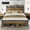 Rustic Brown, variant on Merluxy 42.5"H Twin Size Bed Frame with Storage Headboard & Charging Station, Industrial Metal Platform Bed with Large Under-Bed Storage, Rustic Grey