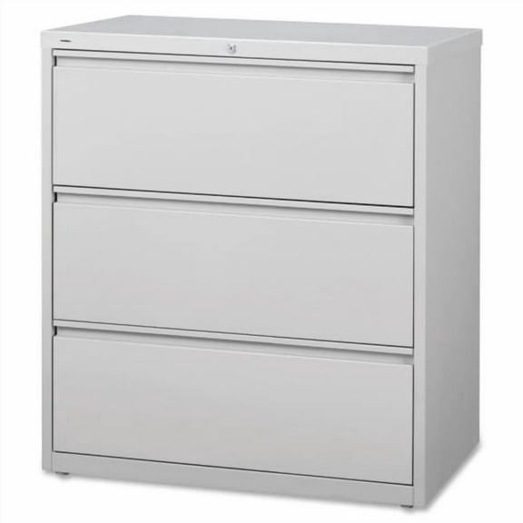 Lorell 3-Drawer Light Gray Lateral Files 36" x 18.6" x 40.3" - 3 x Drawer(s) for File -Ball-Bearing