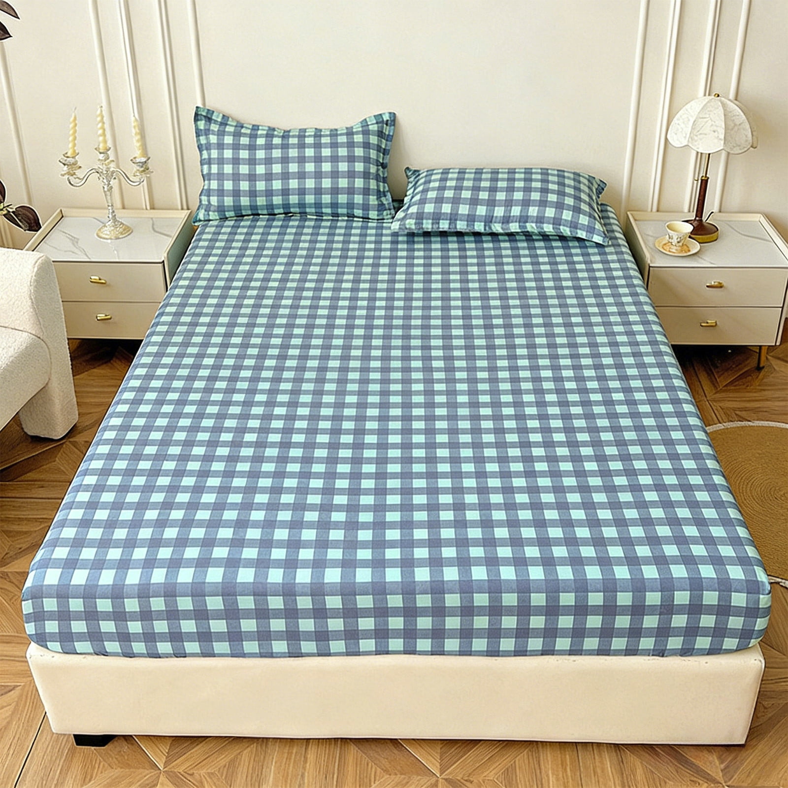 Fitted Sheet Deep Pocket Non Slip Mattress Cover Stretch Soft Breathable Fabric, Wrinkle Free Secure Fit Durable All Night Stay, Bedroom Dorm Hotel Home Travel For Adults